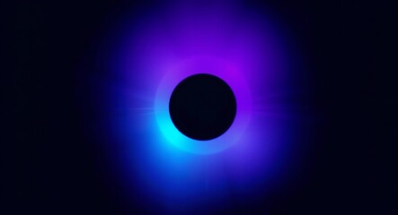 Abstract oval shape illuminated by vibrant blue and purple gradient light