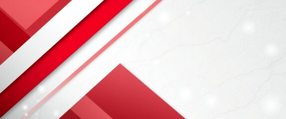 Dynamic red and white geometric stripes and shapes abstract background