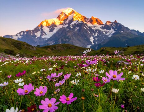 Mountain meadow at dawn