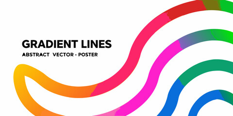 Vibrant abstract gradient lines flowing across a clean white background with bold text