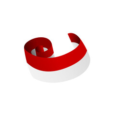 Waving Ribbon with Indonesian Flag Colors
