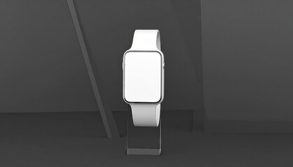 White Smartwatch Mockup on Acrylic Stand