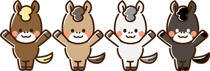 万歳する馬カルテット