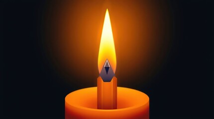 Fototapeta premium Burning Candle with Orange, and Dark Background.