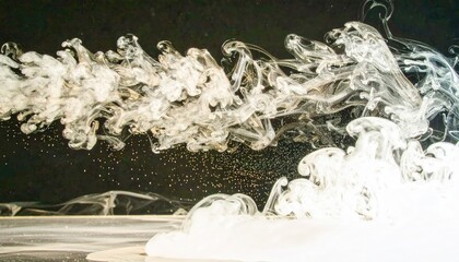 White Smoke Plume Drifting Across Dark Background