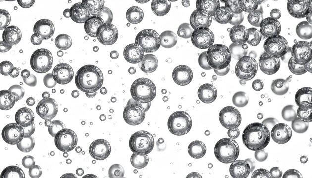 Transparent Bubbles and Droplets on White Background