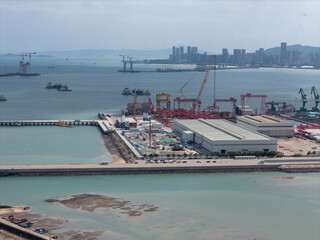 Panoramic View of Modern Port Construction and Industrial Infrastructure Development