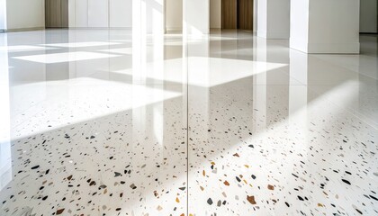 White Terrazzo Floor with Tiny Quartz Chips Seamless Tile