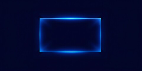 Glowing blue square frame with neon light effect on dark background