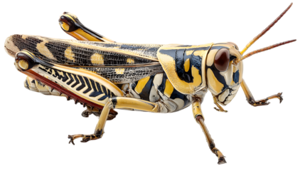 Image presents natural grasshopper view isolated on white