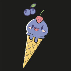Ice-cream. Colored ice cream cones. Colorful ice cream candy in a row. Colorful Ice Cream Scoops Stacked.