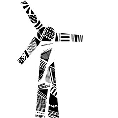 Obraz premium Vector Abstract hand gesture with geometric shapes.