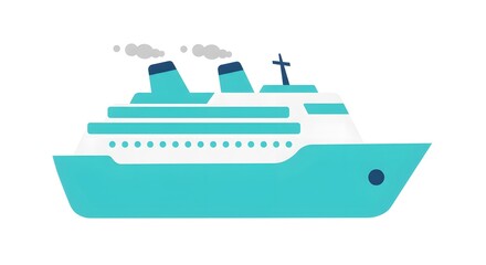 A serene view of a cruise ship, a symbol of travel and leisure, is gracefully sailing on the ocean