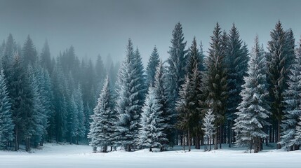 Winter Wonderland Snowy Pine Forest Landscape Serene Environment Nature Photography
