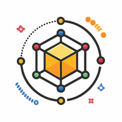 Global connection concept of social network with people and team networking, molecule structure, and atom sphere symbol