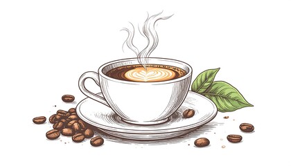 Hand-drawn illustration of a cup of coffee