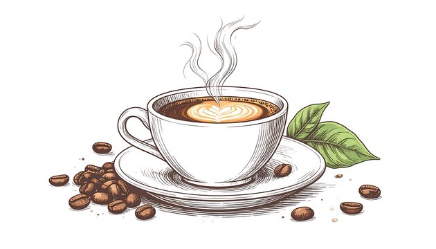 Hand-drawn illustration of a cup of coffee