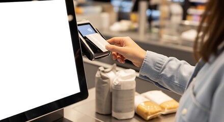 Contactless payment with smartphone at store checkout