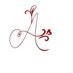 red ribbon heart A letter