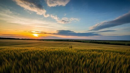 summer golden wheat field sunset - Powered by Adobe