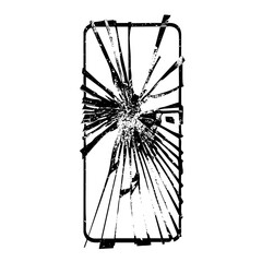 Vector Shattered smartphone screen depicts device damage.