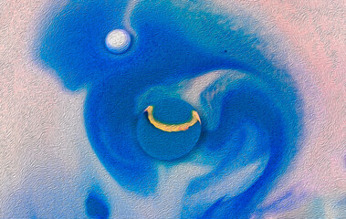 Abstract blue tone of dynamic swirl paint art on rough grunge surface look, digital wall art background.