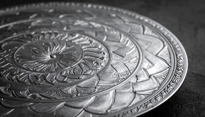 Silver Plate with Intricate Guilloch? and Basketweave Engraving