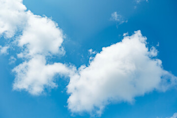 ふわふわした薄い雲と夏のようなさわやかな青空　風に流れる雲と美しい天気