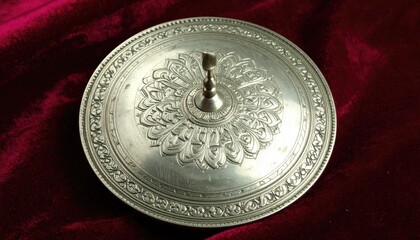 Silver Rosette Engraved Disc with Intricate Detail