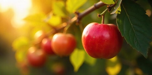Obraz premium Golden hour sunlight bathes ripe, plump fruits hanging heavy on the vine, ready for harvest A scene of autumnal abundance and mellow sweetness , rural, gathering, organic