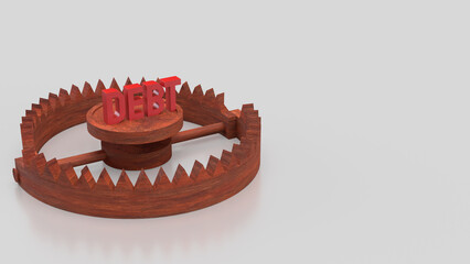 The DEBT on Bear Trap for Business Concept 3d Rendering.