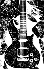 Naklejka premium Vector Detailed vector of an electric guitar with a distressed texture.