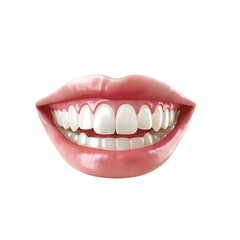 woman mouth with red teeth