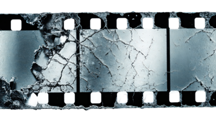 Damaged Film Strip: Grainy Texture and Cracks