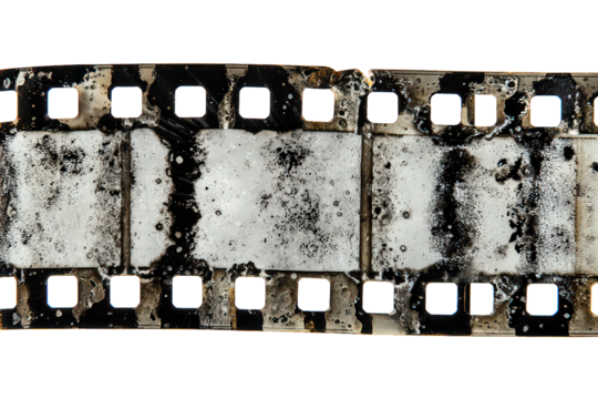 Damaged Film Strip with Black and White Frames