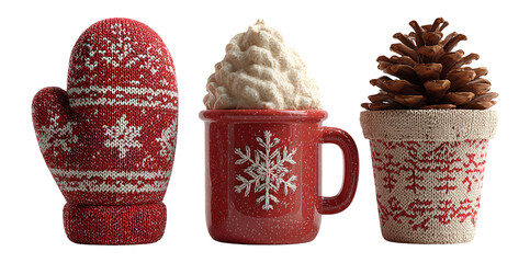 Stylish Red Christmas Mittens and Cozy Holiday Decor Items