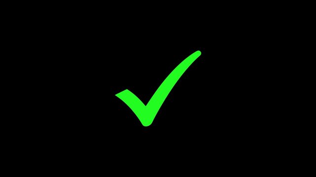 Red check mark tick isolated on white background. Check mark icon animation, Green checkmark animation. Yes tick. Correct check mark symbol.
Correct Check Mark Sign 2D Animation on White Background