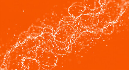 Abstract swirling patterns of light white particles against an orange background.