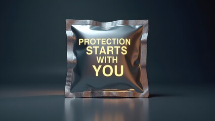 A powerful message about taking responsibility for one&rsquo;s own sexual health, with the condom shown as the key element of protection.
