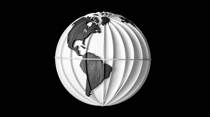 Wooden Globe with World Map, and Black Background.