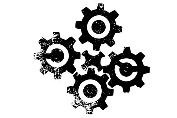 Vector Interlocking Gears with Distressed Texture