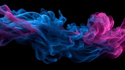Obraz premium Abstract blue and pink smoke isolated on black background