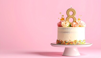 Birthday cake with the number eight