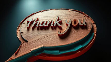 Wooden Thank You Speech Bubble.