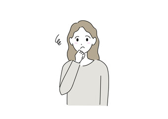何か悩みがあってモヤモヤしている女性 心配 問題
