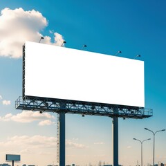 Obraz premium Empty Outdoor Billboard Under Bright Blue Sky