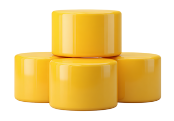 four yellow, round pedestals on a transparent background.v.pn