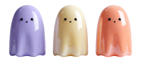Cute Colorful Ghost Figurines in Soft Pastel Tones for Decor