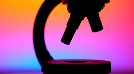Microscope Silhouette with Colorful Background.