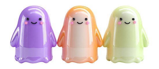 Colorful Cute Ghost Figurines in Vibrant Pastel Shades